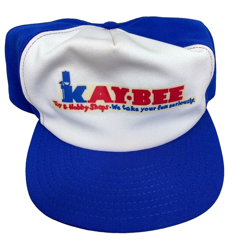 Vintage Kay Bee Toys Hat Cap Snapback Blue KB Store Rope USA 90s Y2K Trucker BG9